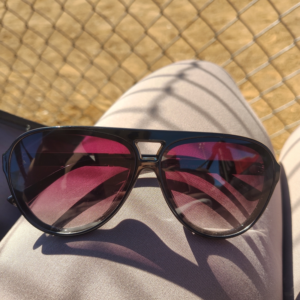 Black Frame Sunglasses with Pink Gradient Lenses